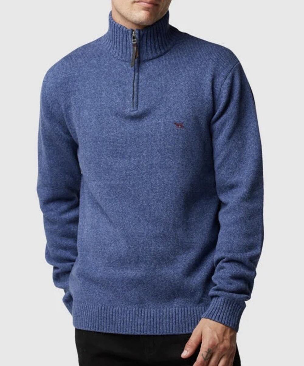 Rodd & Gunn Merrick Bay 1/4 Zip Sweater Size XXL Knit Blue Preppy Cotton Classic
